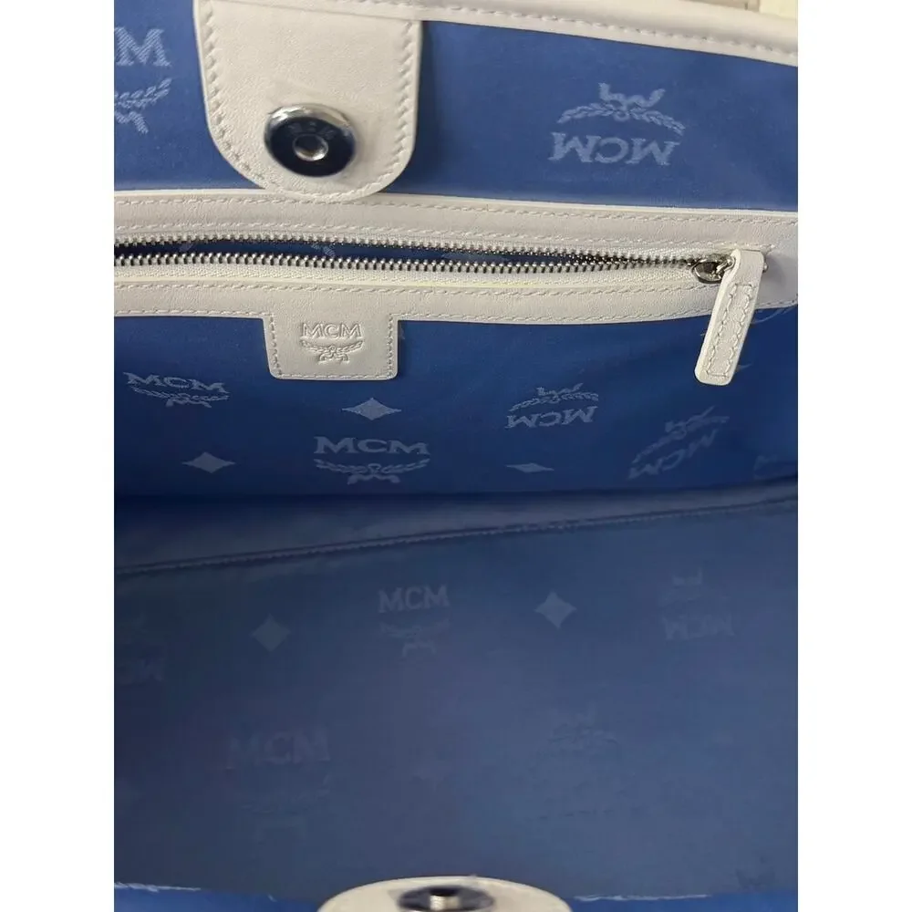 MCM reversible monogram tote baby blue